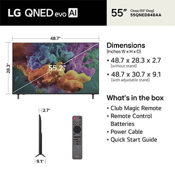 55 inch LG QNED evo AI QNED84 Mini LED 4K Smart TV 2026